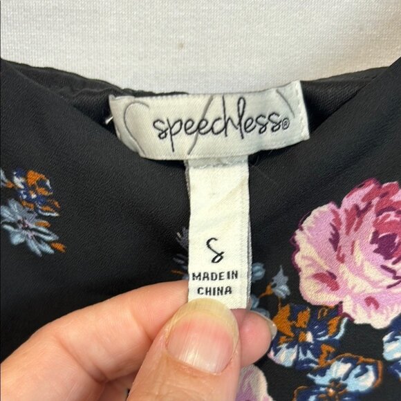 Speechless Black & Pink Floral Tie Sleeve Cut Out Midi Dress, Women’s Small - Picture 2 of 9